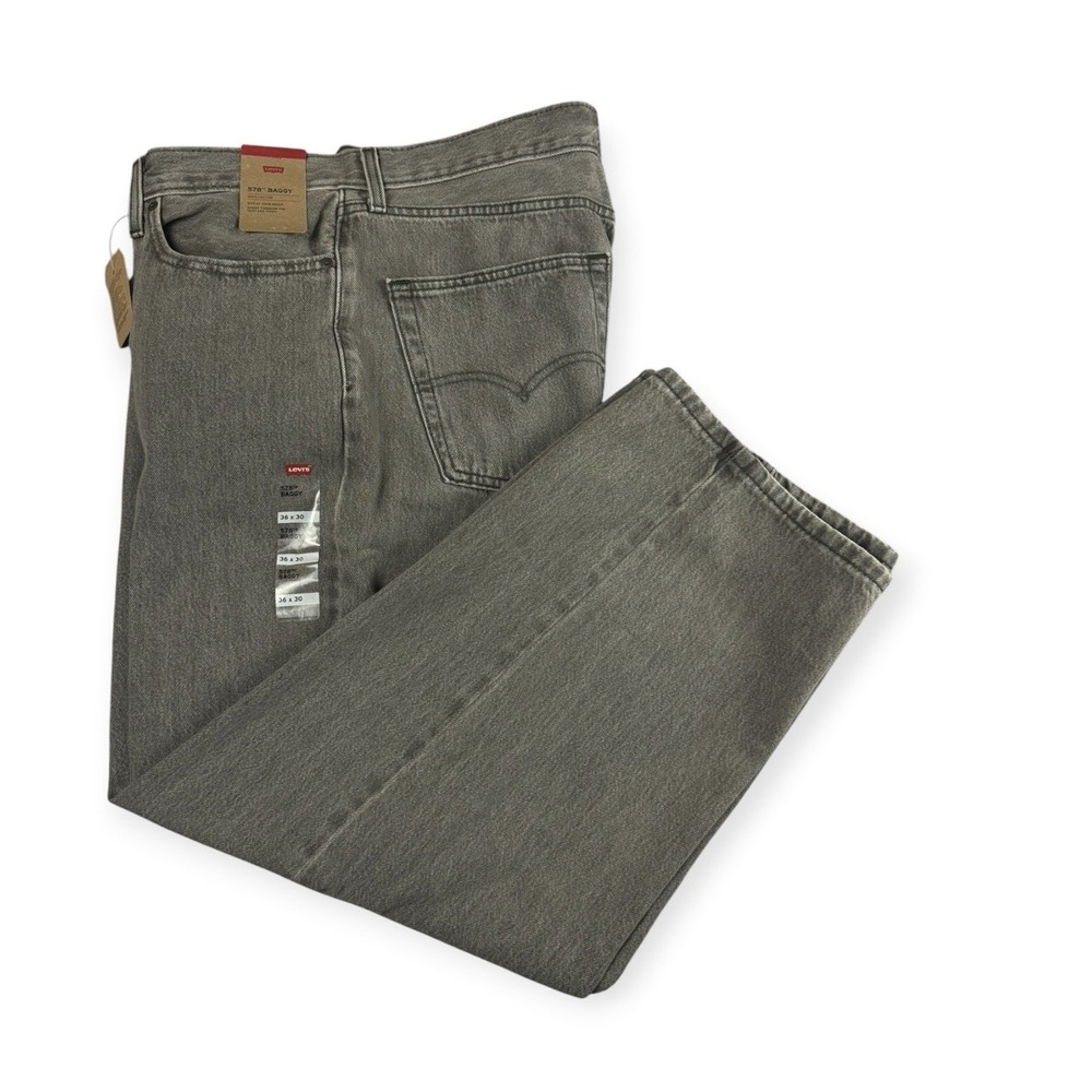 LEVIS 578 Baggy Mens 36x30 Gray Wash 100% Cotton Wide Leg Jeans NEW Tags